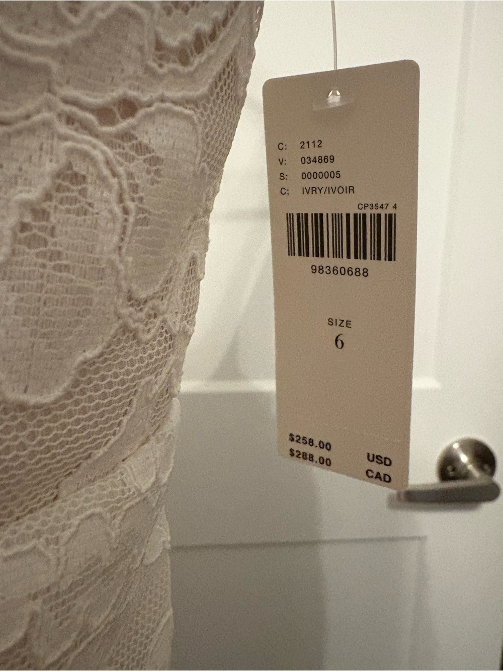 Anthropologie Ivory Lace Slip Dress